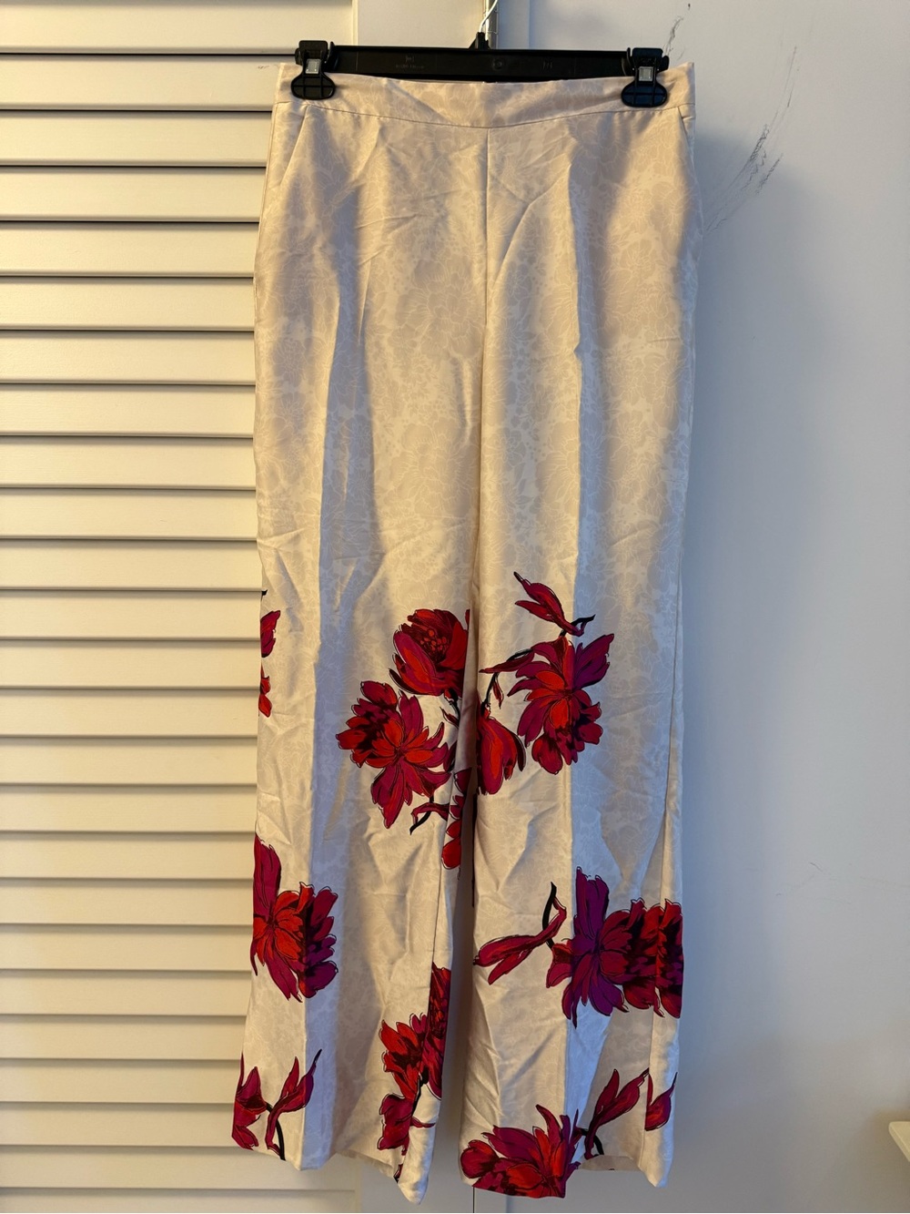 Zara Cream Maxi Skirt with Red Floral Border